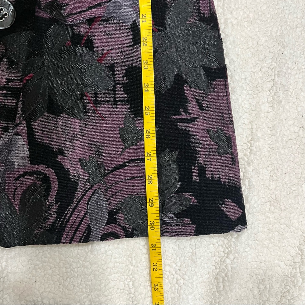 Ali Miles Floral Brocade Art  Belted Jacket, Womens S/P, Purple & Black - Picture 11 of 13
